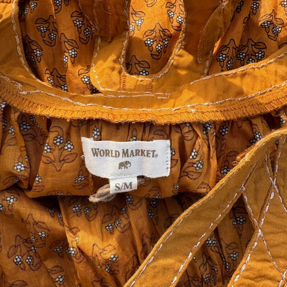 NWT Ochre Saffron Tank Top Gold World Market Boho Flowy Batik Bib Necklace Look - Picture 7 of 9